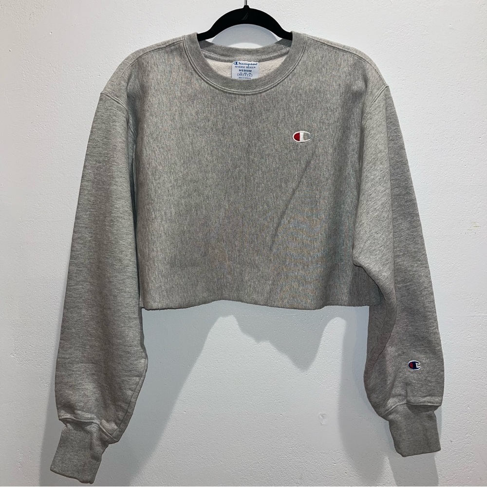 Champion Reverse Weave Cropped Sweatshirt Women’s Medium in Gray